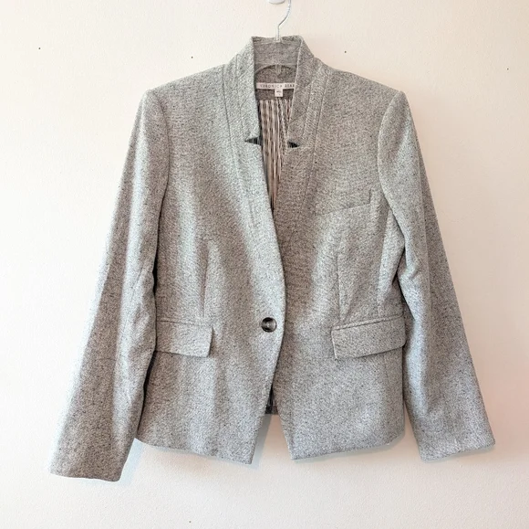 Veronica Beard 12 Farley Gray Tweed Wool Dickey Jacket Blazer Upcollar